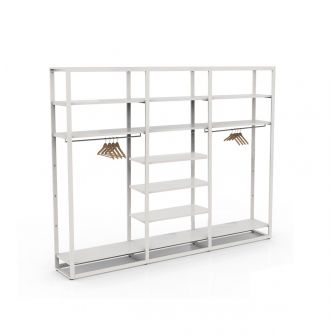 Bigshop kit8802 - H2400 - 3 span - wit met 12 witte glossy planken