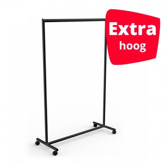  Kledingrek 120cm zwart op wielen inclusief verhoger