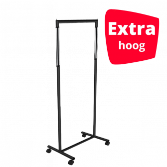 Kledingrek 60cm zwart op wielen inclusief verhoger-chrome