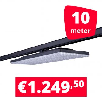 LED Railverlichting Track Line Turbo Plate  4000K Zwart 10 lampen + 10M rails
