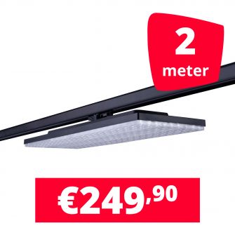 LED Railverlichting Track Line Turbo Plate  4000K Zwart 2 lampen + 2M rails