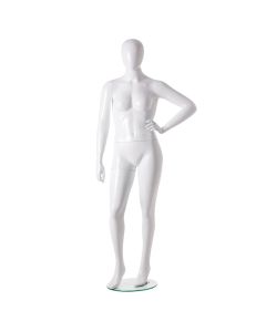 Ex rental plus size etalagepop Mona03 in glanzend wit, vooraanzicht
